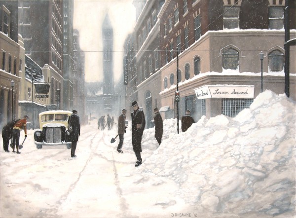 Blizzard on Bay Street Toronto 1944 by Dave Rheaume